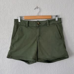 American Eagle Outfitters Green Denim Super Stretch Midi Waist Shorts Size 8